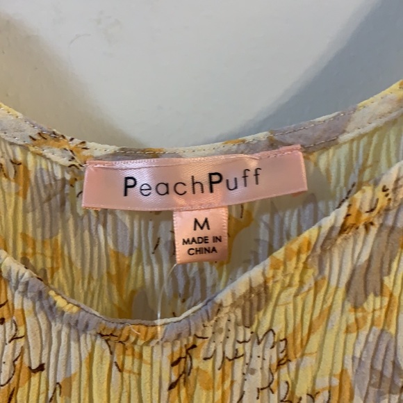 NWT Peach Puff Cropped Yellow/Tan Summer Blouse - Picture 3 of 6